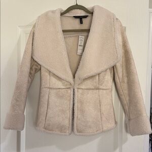 White House Black Market Cream Teddy Jacket